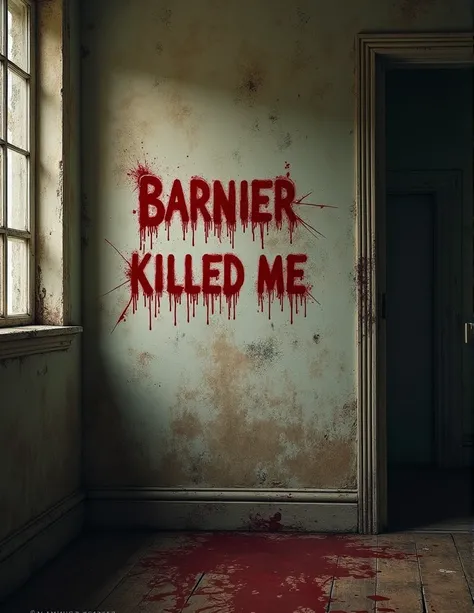 Barnier killed me written in blood letters on the wall of a farm.