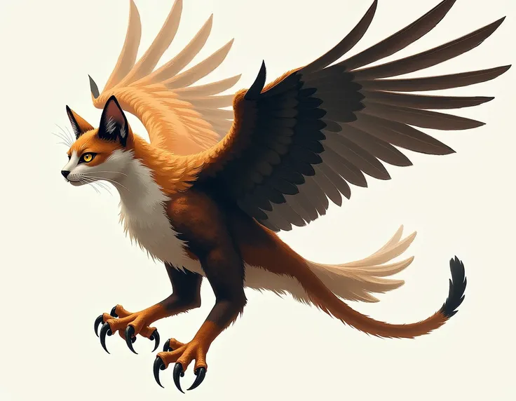  create image according to the description :  The Eagle is an impressive hybrid creature that combines the characteristics of a cat with those of an eagle .  It has the agile and slender body of a cat ,  with well-defined muscles and paws with sharp claws ...