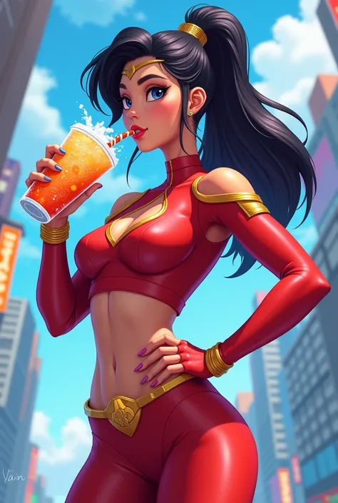 Imagine the hottie of the super powerful girls animated drinking a slush 