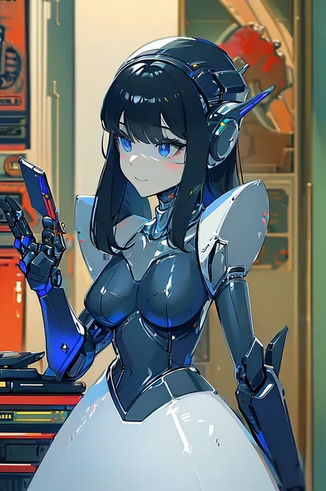 (masterpiece),(Highest quality),(Super detailed),(Best illustrations),(Best Shadow),(Absurd),(Detailed Background),(so beautiful), 16K, 8K, 4K,(Best Shadow),robotization,woman ,big bust,Robot Joint ,Metal skin,Black robot Suit,long hair,a black robot suit ...