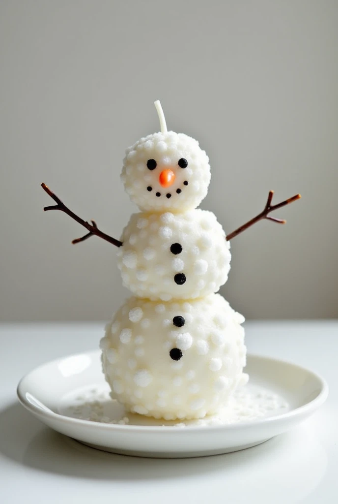 Handmade candle in the shape of a frosty on a plate 