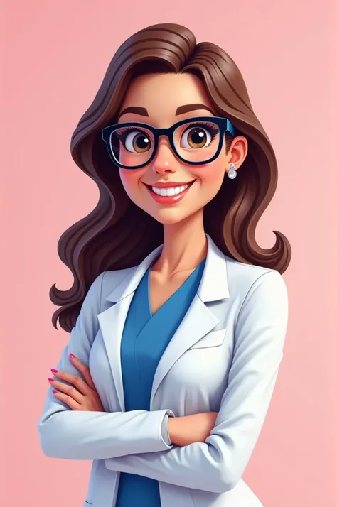 a cartoon of a woman with glasses and a pink background, doctor, professional profile picture, instagram story, (doctor), low quality video, high quality portrait, 2d illustration, 2 d illustration, in cartoon style, solo portrait 🎨🖌️, nft portrait, discor...