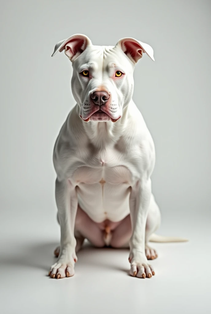 White pitbull with brown spot on the nose and yellow eyes 
Photo for profile frame