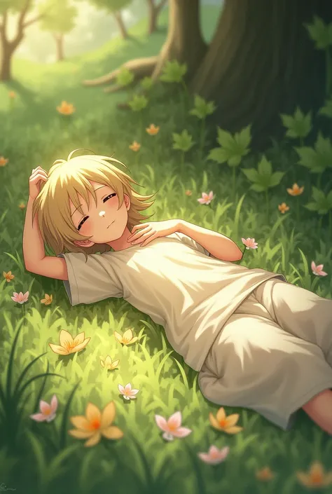 A lying down shota