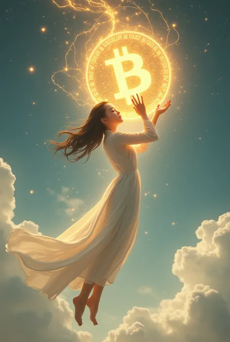 Chinese girl carrying BITCOIN flies to heaven