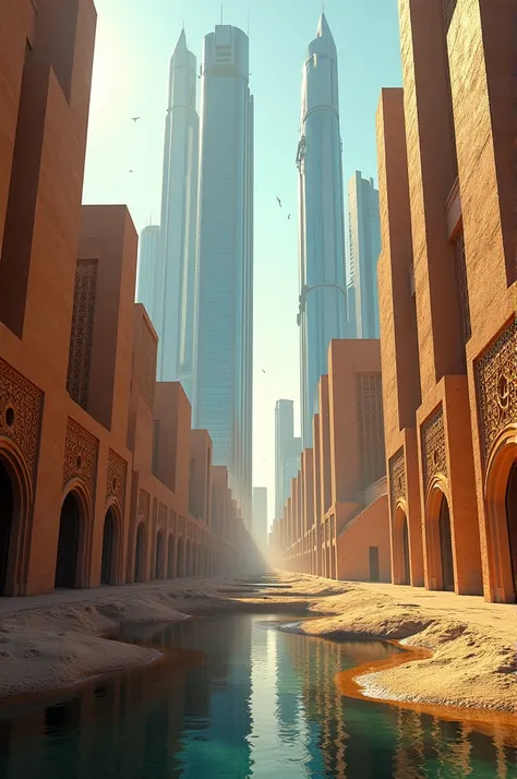 Old Sanaa, skyscrapers, great scene, high detail, reflection, great fantasy scene