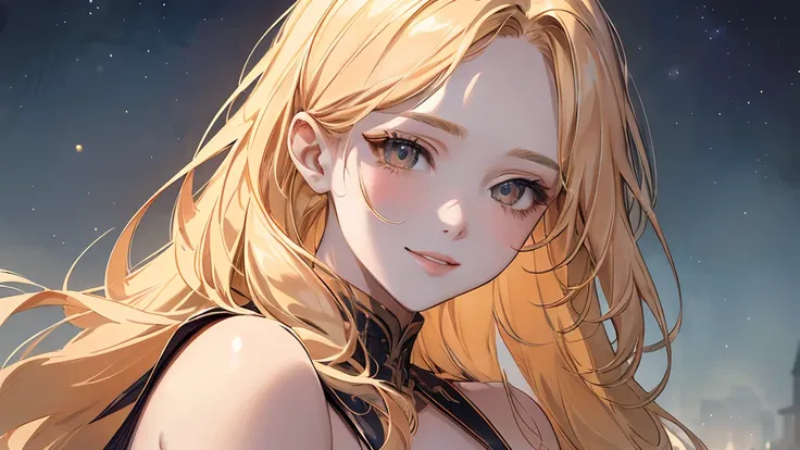 masterpiece、８k、 best quality, (Background details),  high contrast,  Very Beautiful Girl, More Original Illustrations 、 smaller breasts、Elementary school students、 long hair、Blonde、  Detailed Shading、 functional、delicate face、charm、Beauty,In love、Bright Ey...