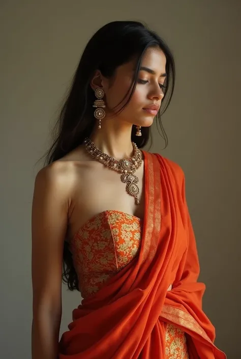 I want you to moving image a girl with Indian clothes stripping herself with her clothes one by one, girl become more beautiful in comparison to earlier once she drops one cloth, she continues to drop cloths till become naked and she will look very beautif...