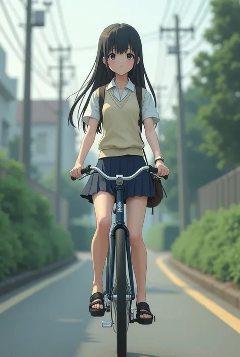  Japanese girl ,eyes are narrow, 1 female middle school student 、Weight 30 kg ,key: 142cm、Long straight hair、 The pelvis is very thin , foam grain ,picture,[[[[Full body angle ,リアルpicture、 ULTRA REALISTIC な顔, sticking out her belly ,High definition,8K qual...