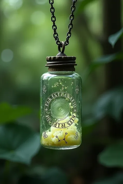 glass jar necklace with wicca magic