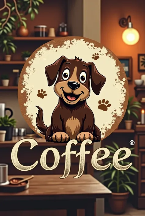 An atmosphere where a combination of dog and coffee becomes the logo of the shop