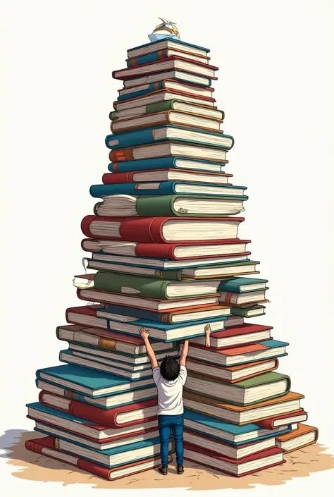 It includes exaggerated , like a mountain of books for “I have a lot of homework” 