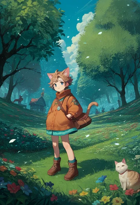 score_9, score_8_up, score_7_up, source_anime, huge, cylindrical, cute cat, standing up and posing, snow willow, grass garden, funny fantasy art