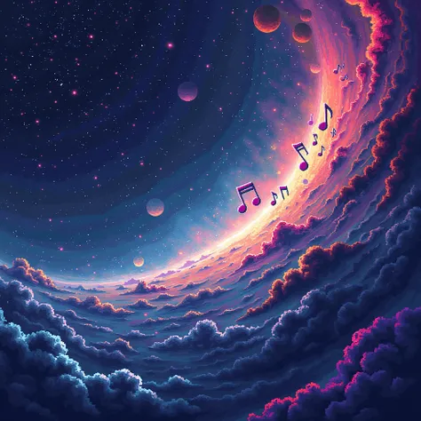 pixelart, music, space, Time