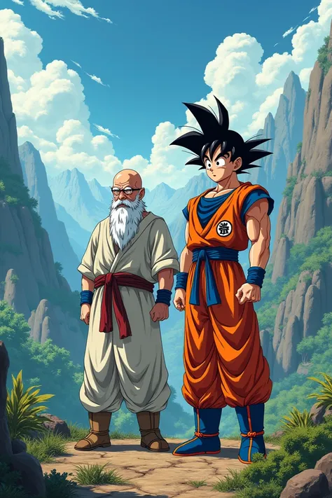  An image of Goku and Roshi 
