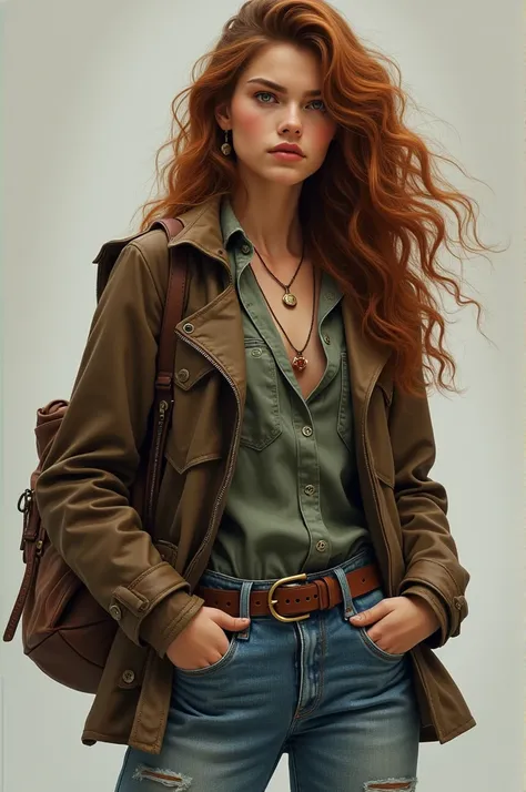 
1.  Physical Description and Appearance :

Age: 24 years old.

hair: chestnut, curly and long,  usually loose ,  but sometimes she picks it up when she needs to let go received or is in situations of peril.

Clothing style:  Casual and practical clothing ...