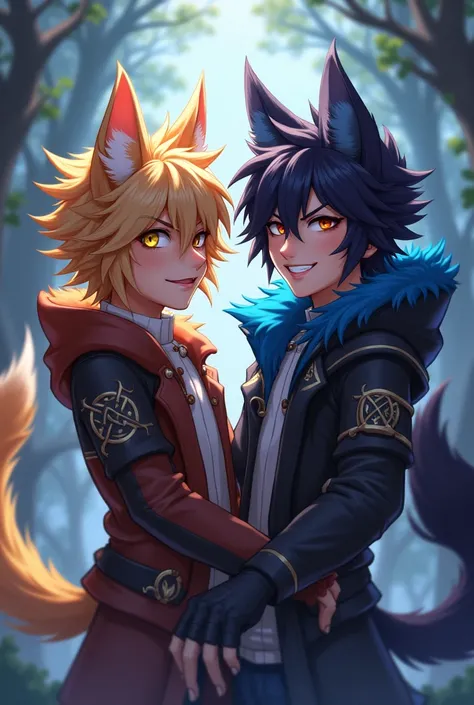 Ezreal with cat ears and Kayn with wolf ears