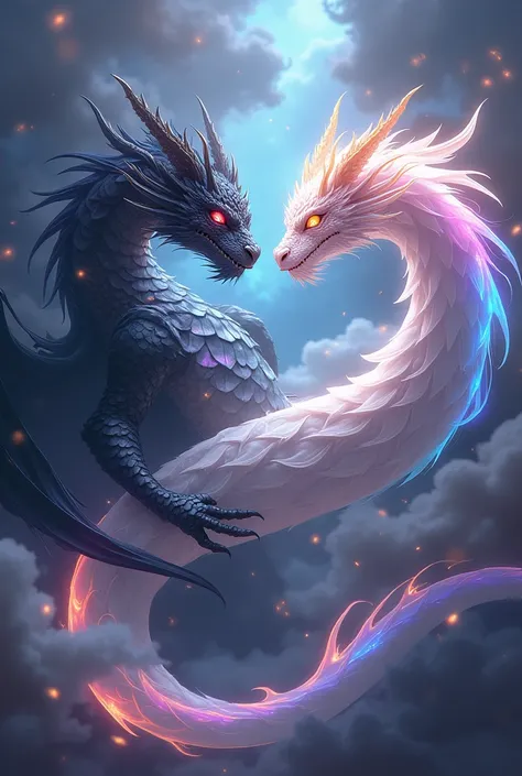 Anime Dragons .
Male Shadow Dragon and White Rainbow Dragon.
yin yang