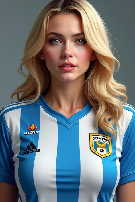 madonna,  with a soccer shirt.         
  from the Atlético Rosario Central club from Argentina 
