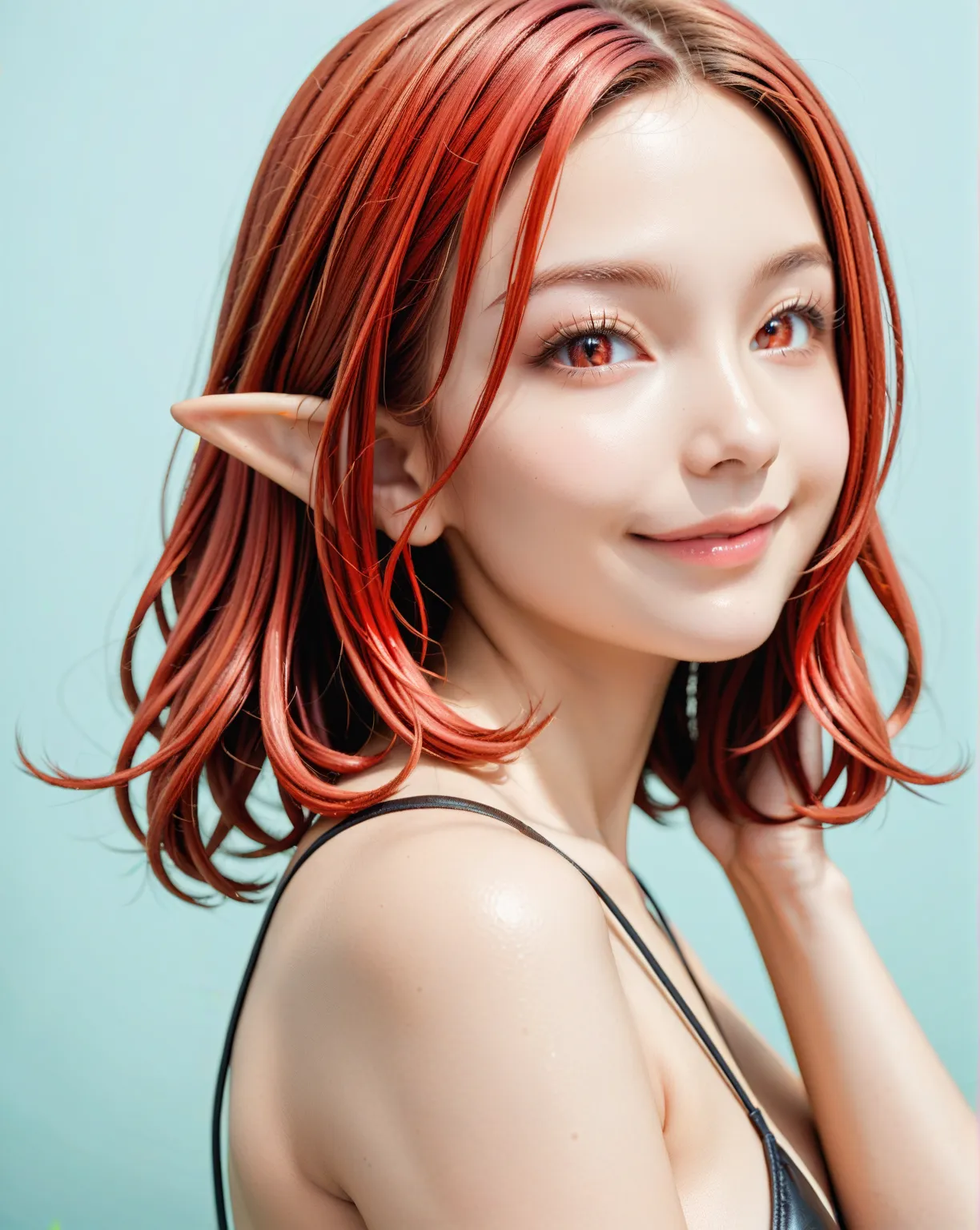 full-length, (((1girl, solo))), elf, elf ears, (cute face), (focusing on face), (ideal body proportions), ((composition from hea...