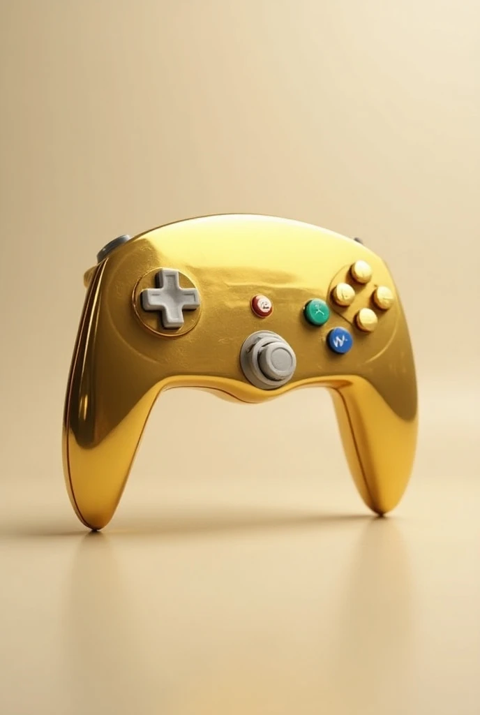 Elegant and very thin Nintendo 64 HD controller covered in 24 carat gold