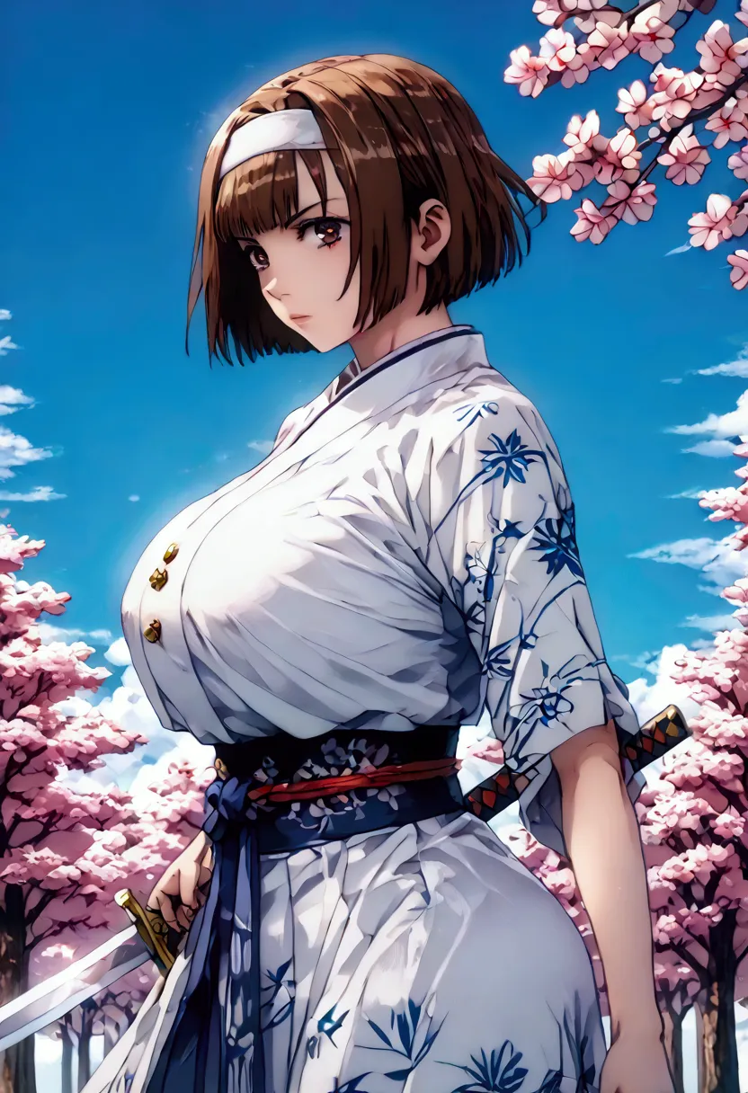 ((( 1 japanese woman)))、((( let me be the female warlord of ancient japan  )))、((( female warrior)))、(((brown hair)))、((( short ...