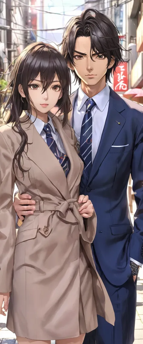  Japanese Anime　20代の若いfemale性と男性のイメージ　Man wearing a suit 。femaleは可愛らしい服装を着ている若い狼おとこ　若い吸血鬼のfemale性が　Lets have sex　 getting involved and kisses 　female