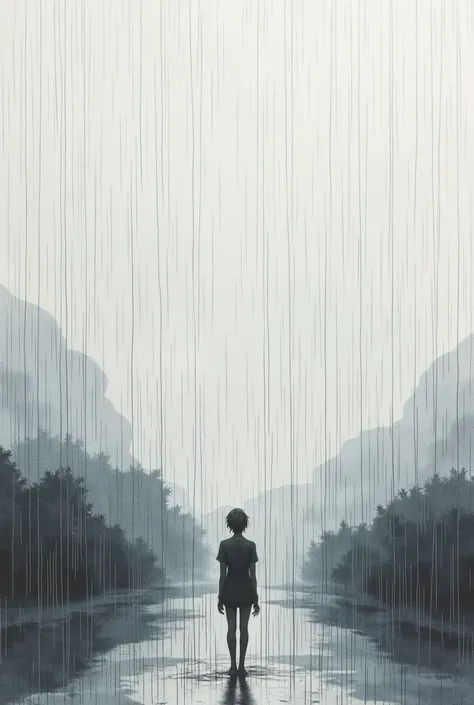 Drawing of rain falling 