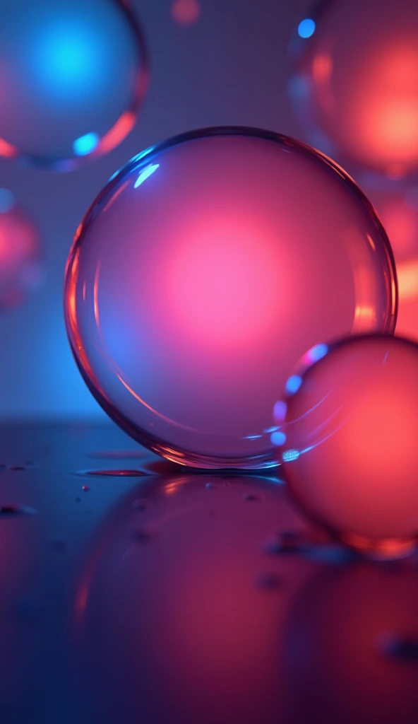 Create a modern abstract image abstract disc balls using smooth gradients and intense neon shades. Apply a combination of soft and hard geometric shapes, with smooth lines and blurred edges. Use dynamic lighting and color transitions including blue, purple...