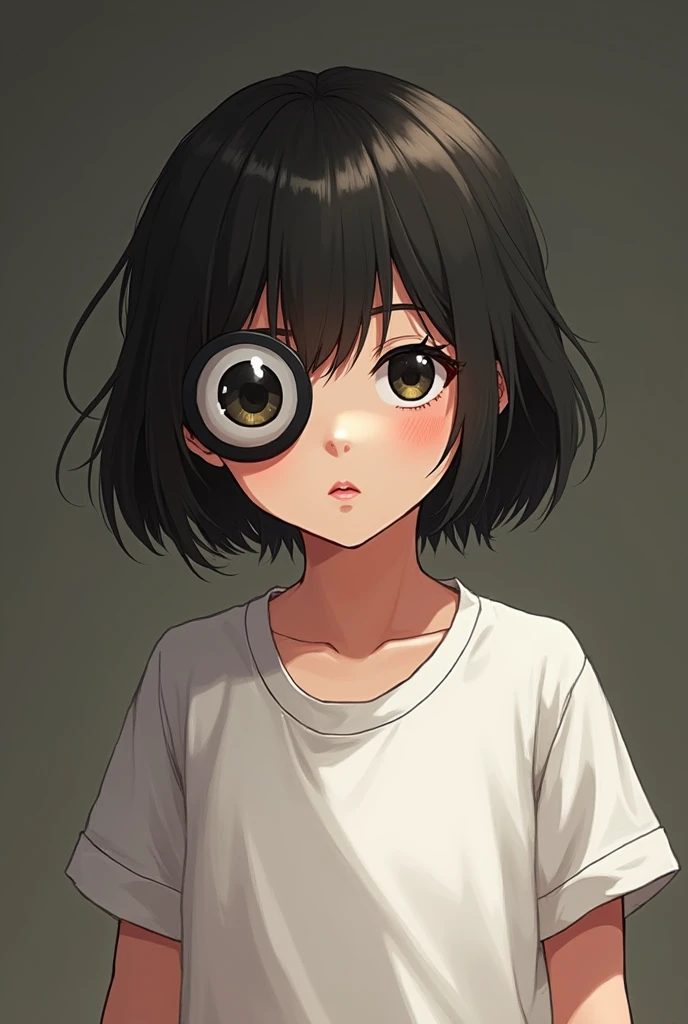 2D year old slave girl wearing eye mirror ,  short hair 3  : 1 , white and chubby shirt , Siamese 

