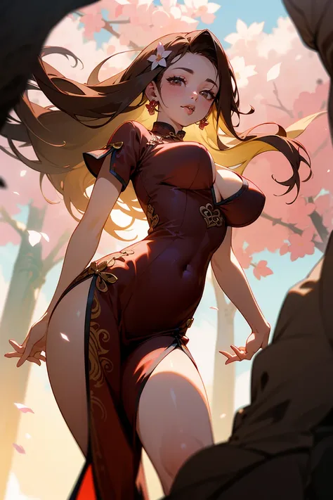 (((best quality))), ((ultra-detailed)), ((an extremely delicate and beautiful)), ((16k)), realistic, hd, cgi, gleaming hair, gleaming skin, gleaming dress, Character focus, solo, strong light coming in, sharp focus, illustration, game cg, anime, solo, curv...