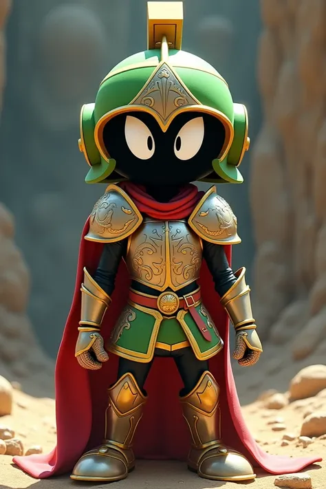 Marvin the Martian from Looney Tunes wearing Sagittarius armor from the anime The Knights of the Zodiac 