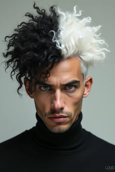 Mens hair as thick as black and half white