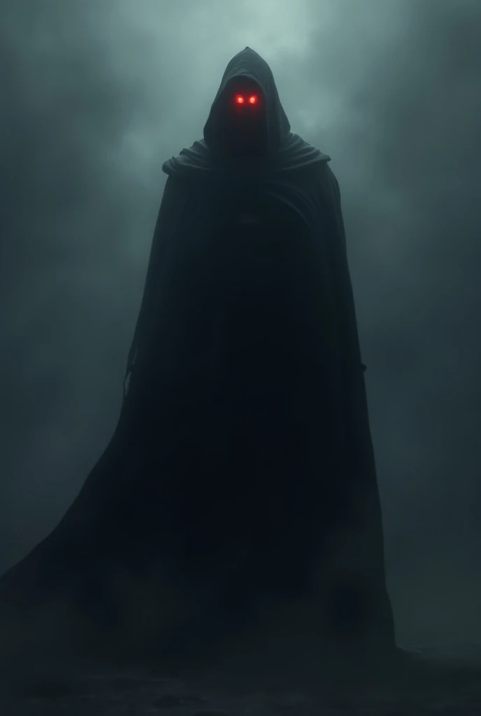 In a dark and boundless dimension, a large tall man, wearing a long black cloak, stood in front of him. His face was covered in black mist, making it impossible to see clearly, but his eyes emitted a red light like a latent flame of resentment and ambition...