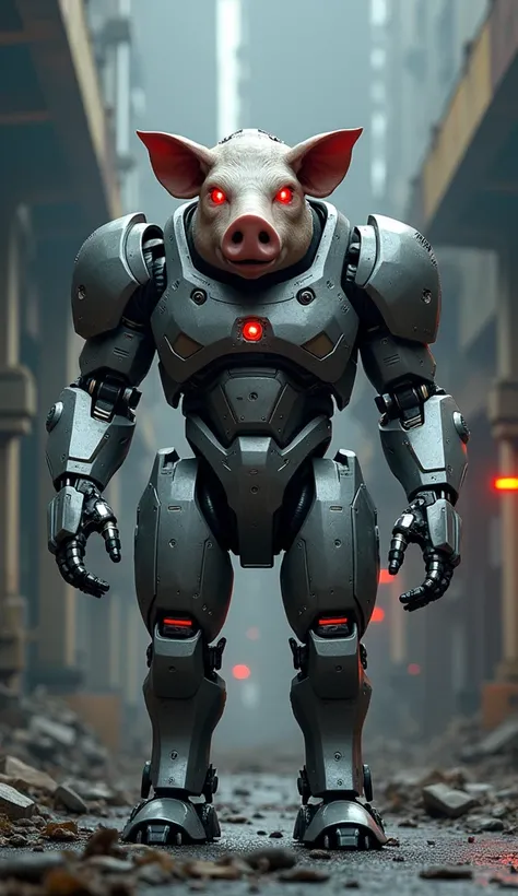 king of humanoid  robot pig fully metalic