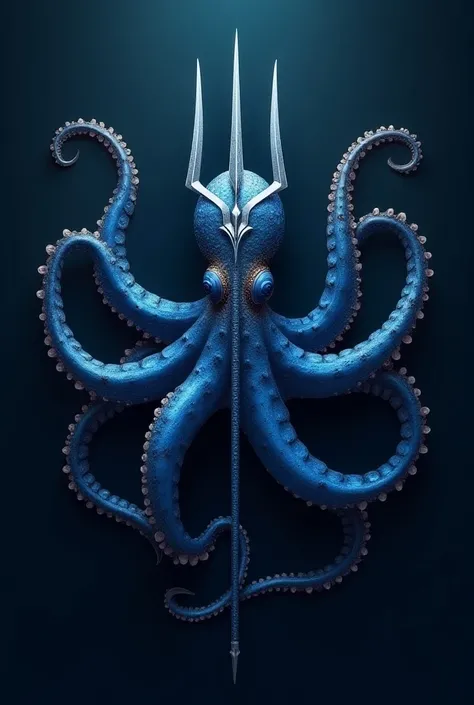 Blue-ringed octopus with a trident for a logo 