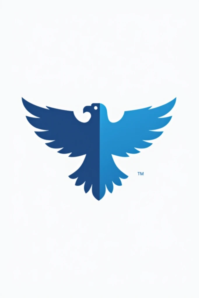 eagle logo in the center of the image, small size, blue and white