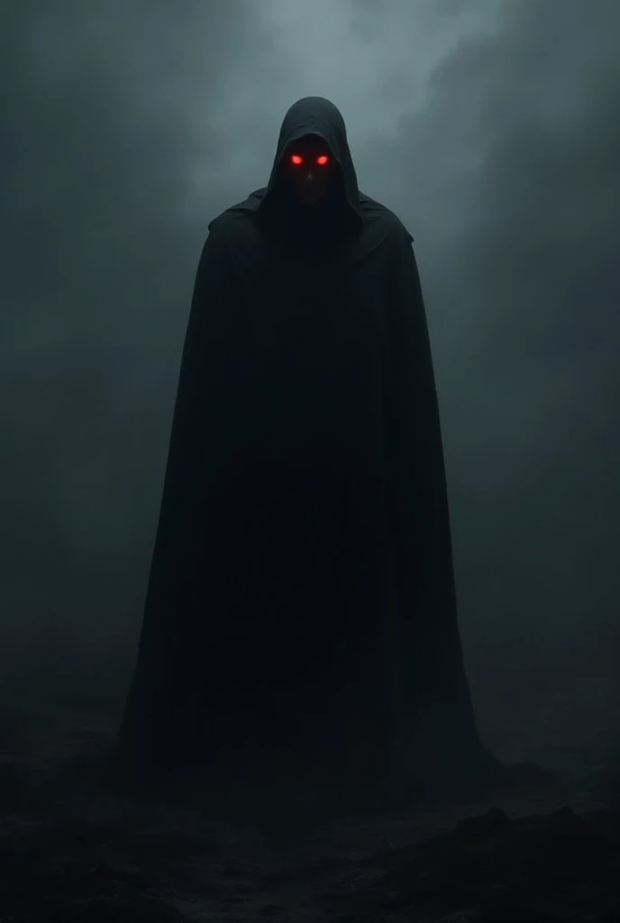 In a dark and boundless dimension, a large tall man wearing a long black cloak stood in front of him. His face was covered in black mist, making it impossible to see clearly, but his eyes emitted a red light, like a latent flame of resentment and ambition,...