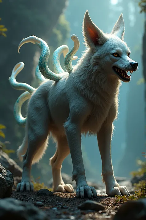 A dog with 2 heads, 7 legs and 9 tails.