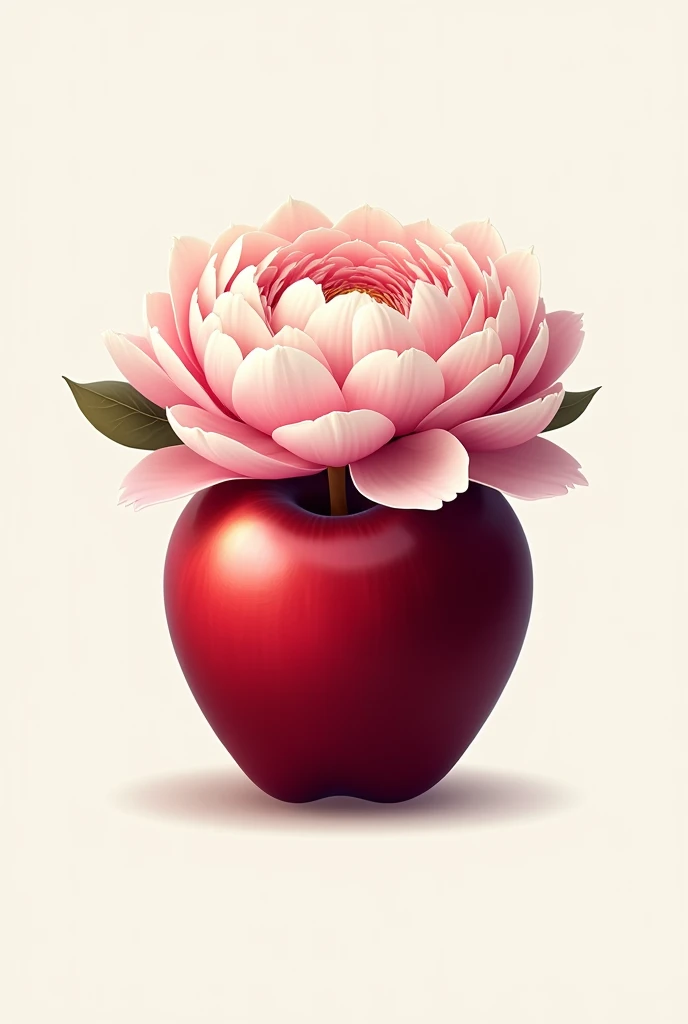 Create an apple with a crown of peonies as the logo for an app