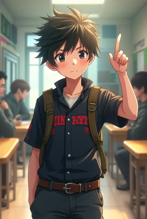 1 schoolboy anime character wearing school gang clothes is forgiving, kind and likes to help