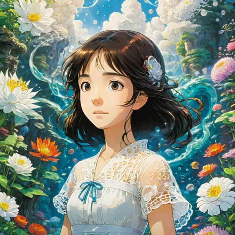 White Lace, by Studio Ghibli, best quality, masterpiece, very aesthetic, perfect composition, intricate details, ultra-detailed
