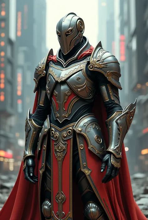 Futurist warrior in baroque armor