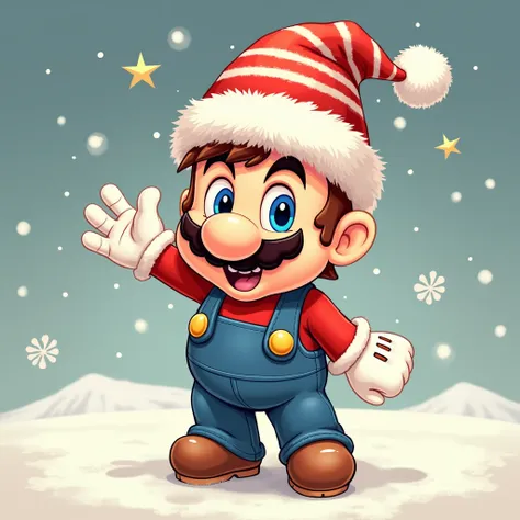 Mario Bros with Christmas hat Nice drawing