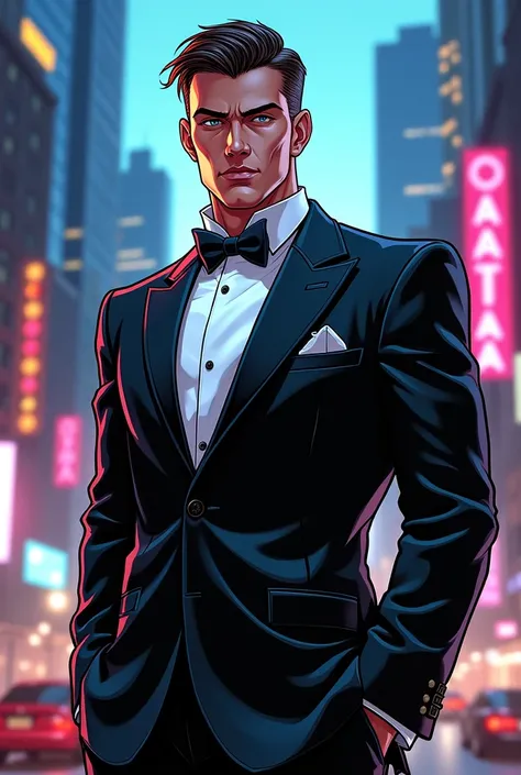 Draw a picture of a male butler, American comic style, Context: Urbano Actual 