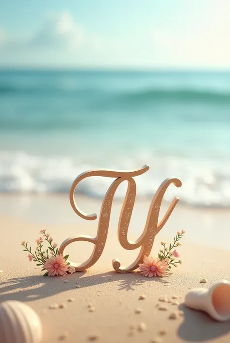  Initials design for couples 
On the Beach. J y M