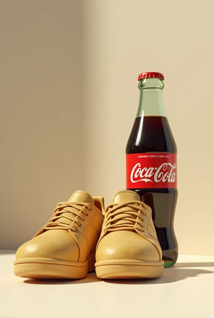 Make  a Eze sneakers from  potato, near of a  Cola bottle.
Hyper realistic pic, ulta Hd 8K