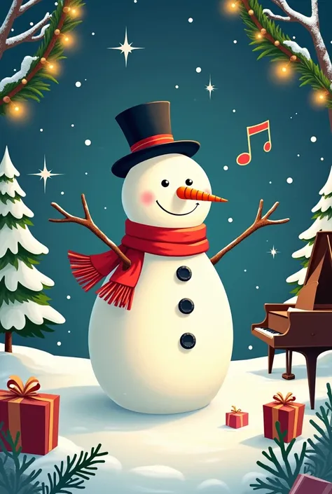 Snowman Christmas musical album cover, Christmas spirit 