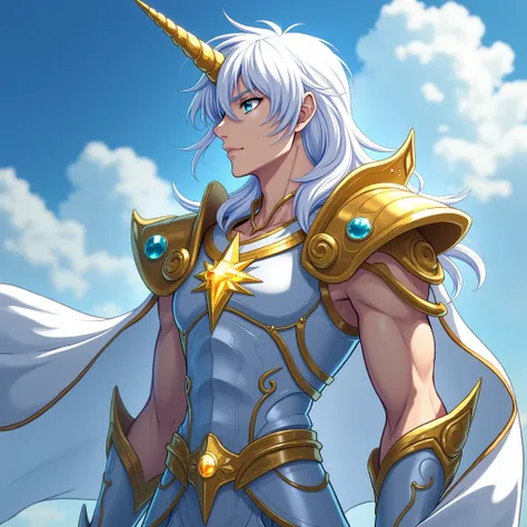  Full size image ,  bath, From head to toe,  in profile and in front of , Young boy, 20 years old, male anime character , strong, handsome, handsome and somewhat sexy,  wearing armor inspired by the style of the knights of the zodiac  (Saint Seiya),  armor...