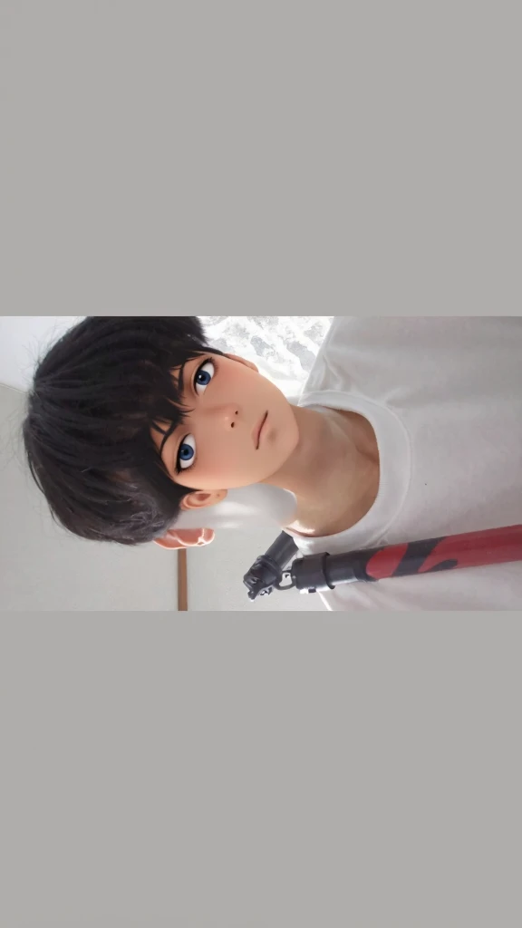 Anime teen boy with wavy black hair